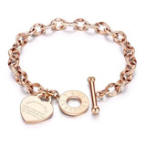 Pulsera Cruzada En Forma De Corazón + Acero Inoxidable