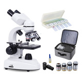 Microscópio Biológico Binocular Estudo Pesquisa + Kit Lâmina