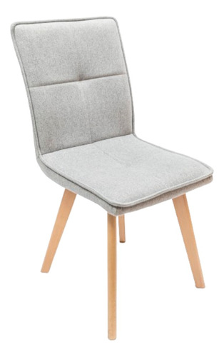 Silla Tulip Oslo Tapizada Tela Beige Nordica Patas Madera X1