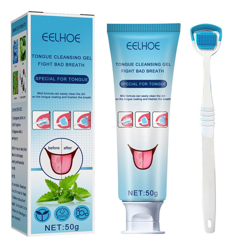 3pcs Gel Limpiador Lingual Con Cepillo Fresh Breath