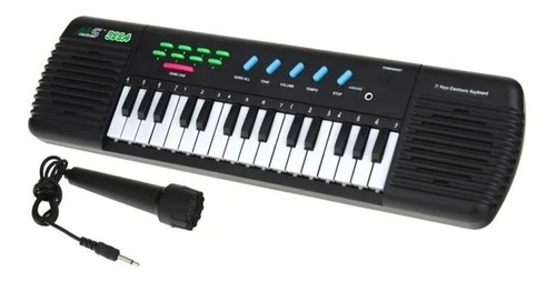 Brinquedo Infantil Teclado Piano Musical Com Karaoke Cor Preto 110v/220v