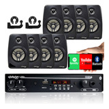 Kit Som Ambiente 1002 Bt Control + 8 Caixas Parede Preta 55w Cor Preto 110v/220v