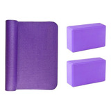 Colchoneta Mat Yoga 6 Mm + 2 Ladrillos Taco Yoga Combo Set Color Mat + Ladrillos De Color Segun Stock