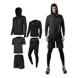 Traje Deportivo De 5 Piezas De Los Hombres Running Fitness T