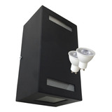 Aplique Pared Difusor Bidireccional Negro + 2 Dicroicas Led