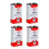 Kit Com 4 Baterias 9 Volts Recarregável 240mah Mox Premium