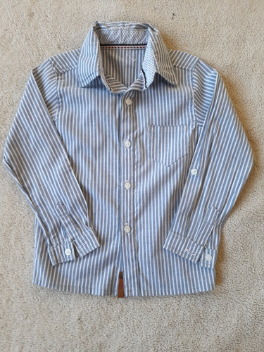 Camisa Bebe Blanca Rayas Azules T 2 Años 24 M Exc Cal Oferta