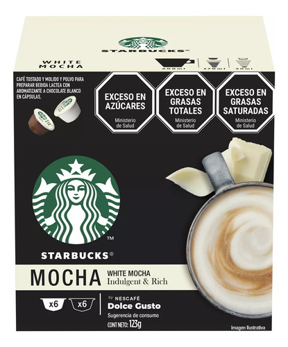 Cápsulas Café Starbucks Dolce Gusto Mocha Blanco Caja X 12u