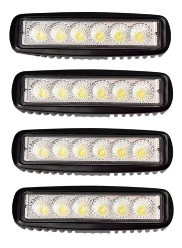 Kit 4 Faros Barra 6 Leds Auxiliar Led Camion Agro