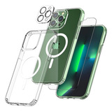 Kit Funda Magnética Vidrio Cubre Camara Para iPhone 13promax