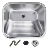 Tanque Inox Lavanderia 55x45 Com Válvula Aço Inox Brinovar Cor Prateado