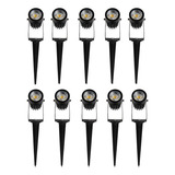 Kit 10 Espetos De Jardim Refletor Led 3w 3000k 24º Holofote