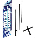 Banner Flag Autolavado #234 De 4.2mts De Alto Kit Base Cruz