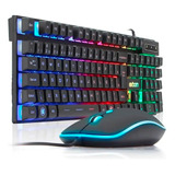 Kit Teclado E Mouse C/fio Gamer Usb E Led Colorido Bk-g550 