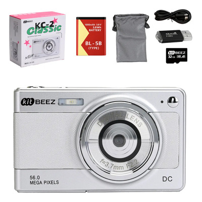 Kitbeez Cámara Digital, HD 1080P 50MP Vlogging, Cámara de Video con Tarjeta 32GB, Enfoque Automático con Zoom 16X, Disparo Continuo, Pantalla IPS de 2.8'', Mini Camara para Niños y Niñas | Meses sin interés