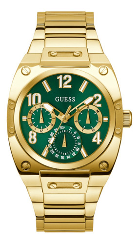 Reloj Guess Mens Gold Hombre Color De La Correa Dorado Color Del Bisel Azul Color Del Fondo Verde