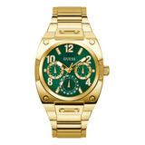 Reloj Guess Mens Gold Hombre Color De La Correa Dorado Color Del Bisel Azul Color Del Fondo Verde