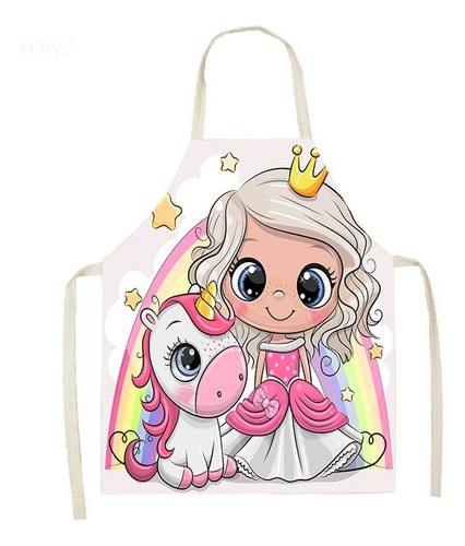 Delantal Para Niñas Con Estampado De Dibujos - Unicornios