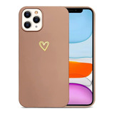 Funda Marron Para iPhone 11 Pro  Diseno Corazon