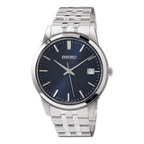 Reloj Seiko Sur399p1 Essential Quartz Blue Dial Men's Sur Color De La Correa Plateado Color Del Bisel Plateado Color Del Fondo Azul