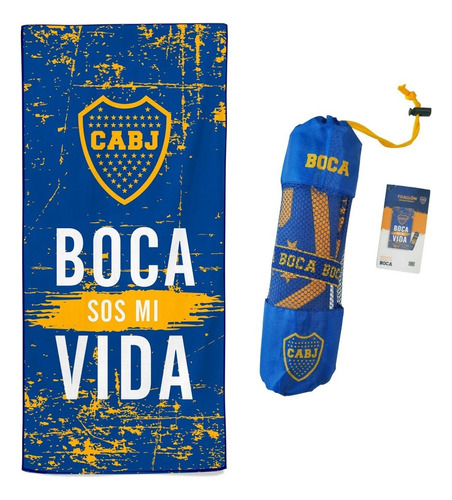 Toallon Secado Rapido Boca Juniors Oficial Con Bolso