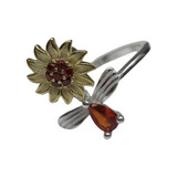 Anillo Flor Giratoria Anti-stress En Plata 925