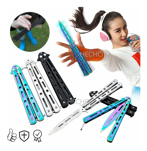 Cuchillo Navaja Tactica Mariposa Tornasol Balisong Acero