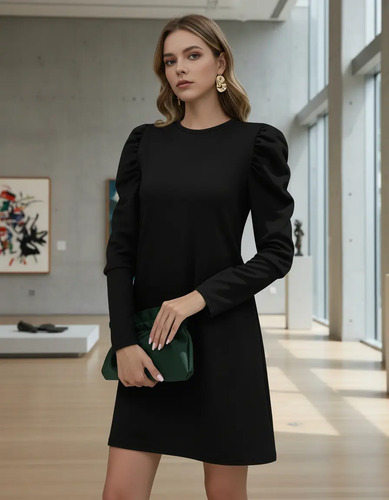 Vestido Corto Casual Manga Plisada Maria Bela Modelo Chad | MercadoLibre