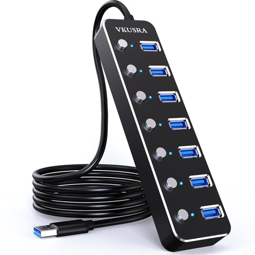 Vkusra - Hub Usb 3.0 De 7 Puertos Con Cable Usb Largo De 4 P