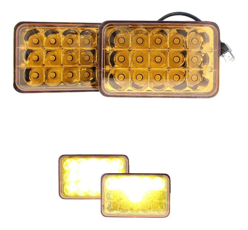 Par Faros Unidades Rectangulares 15 Led 4x6 Ambar Amarillos1