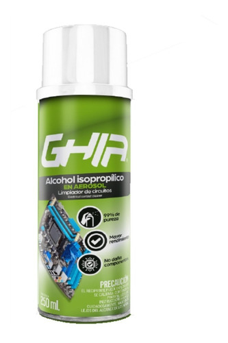 Alcohol Isopropílico En Aerosol De 250 Ml Ghia 99% Pureza