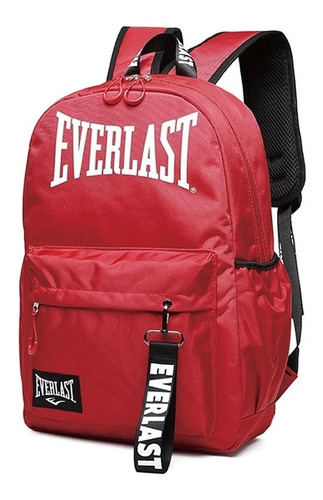 Mochila Urbana Everlast Bolsillo Anti Robo Llavero Escolar Color Rojo