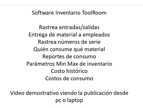 Software Inventario Tool Room (rastrea Números De Serie)