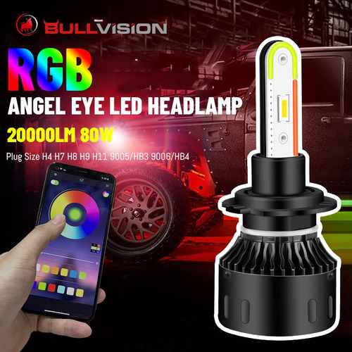 Led Bluetooth Auto Rgb Drl 10000 Lúmenes Par H4 H7 H11 90 [u