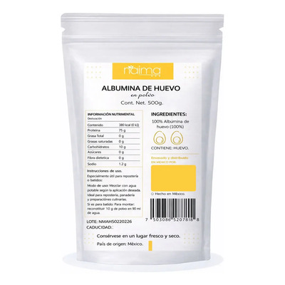 Suplemento En Polvo Naíma Albumina De Huevo X 500g | Meses sin interés