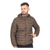 Jaqueta Bomber Puffer Nylon Masculina Lisa Capuz Removível