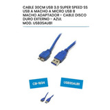 Cable Usb 3.0 Disco Duro Externo Macho A B Micro 30 Cms 