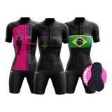 Conjunto De Ciclismo Feminino Espuma Camisa + Bermuda Pro*