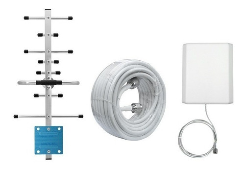 13m Cable Blanco Yagi+panel Antena Kit Para 2g 3g 4g Booster