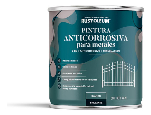 Pintura Anticorrosiva Para Metal Brillante 946 Ml