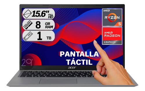 Portatil Acer  Ryzen 5 Ssd 1000gb Ram 8gb Fhd 15.6 Tactil
