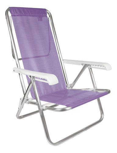 Kit 4 Cadeira Praia Alumínio Reforçada Reclinável 8 Posições Cor Lilás