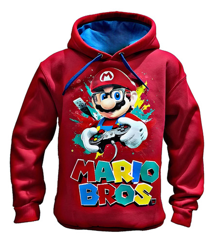 Buzo Super Mario Bros Doble Estampa Super Frizado Premium