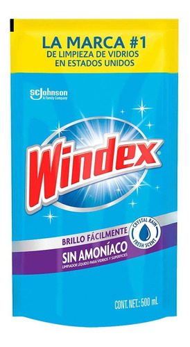 Limpiador De Vidrios Windex Sin Amoníaco Repuesto 500ml