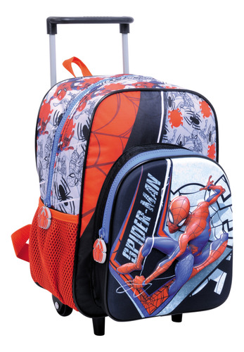 Mochila Con Carro 18'' Hombre Araña Spiderman Gray 11725