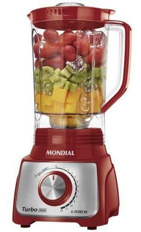 Liquidificador Mondial Turbo Inox L-1100 Ri - Vermelho 127v