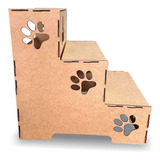 Escada Madeira 3 Degraus Para Pet Cachorro E Gato 45cm Mdf 