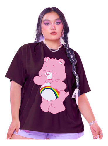 Camiseta Feminina Estampa Care Bears Plus Size Blogueirinha