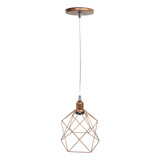 Pendente Aramado Cabo Cristal Cálice Lustre Cobre Rose Gold