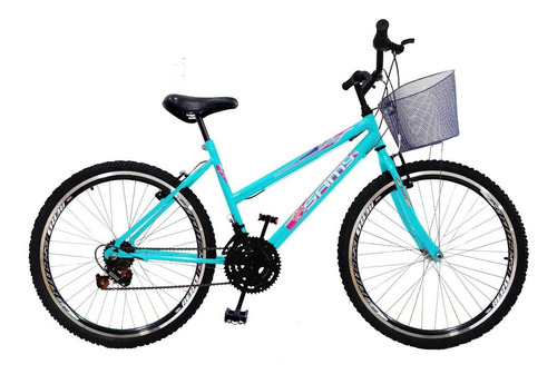 Bicicleta Feminina Aro 26 18 Marchas Com Cesta